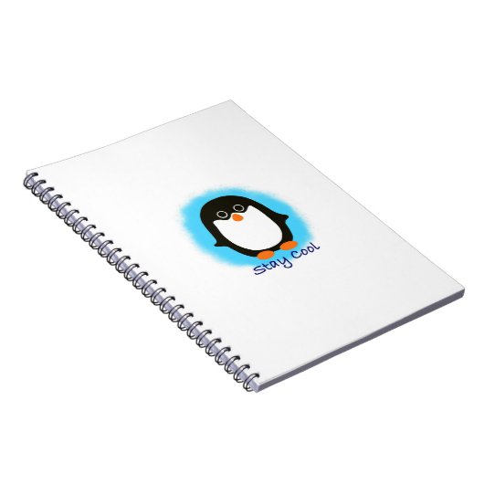 Cute blijf Cool Penguin Design Blue Background Notitieboek (Rechterzijde)