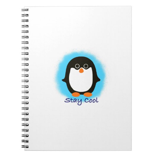 Cute blijf Cool Penguin Design Blue Background Notitieboek (Voorkant)