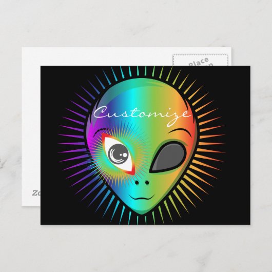 Cute Blinking Alien Head Thunder_Cove Briefkaart (Voorkant / Achterkant)