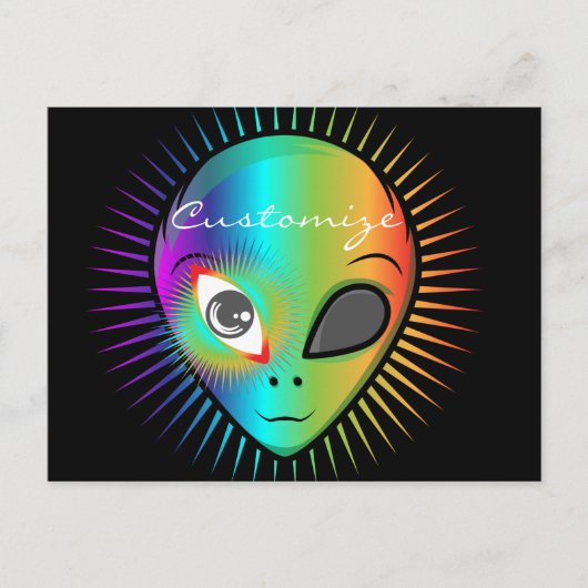 Cute Blinking Alien Head Thunder_Cove Briefkaart (Voorkant)