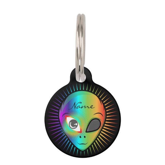 Cute Blinking Alien Head Thunder_Cove Huisdierpenning (Voorkant)