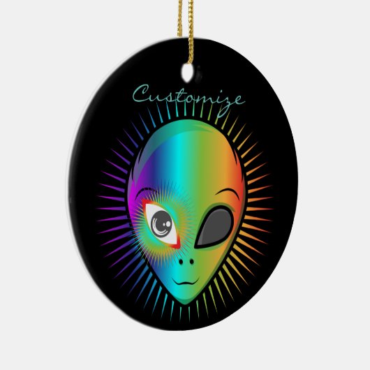 Cute Blinking Alien Head Thunder_Cove Keramisch Ornament (Rechts)