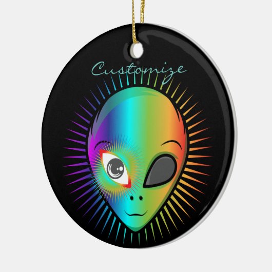 Cute Blinking Alien Head Thunder_Cove Keramisch Ornament (Links)