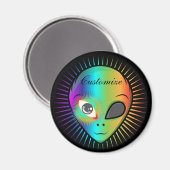 Cute Blinking Alien Head Thunder_Cove Magneet (Voorkant / Achterkant)