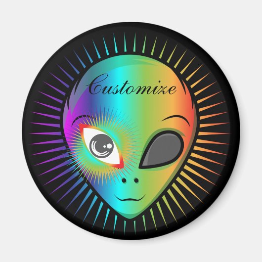Cute Blinking Alien Head Thunder_Cove Magneet (Voorkant)