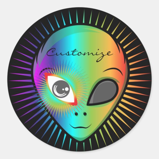 Cute Blinking Alien Head Thunder_Cove Ronde Sticker (Voorkant)
