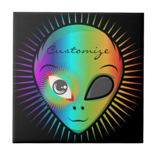 Cute Blinking Alien Head Thunder_Cove Tegeltje