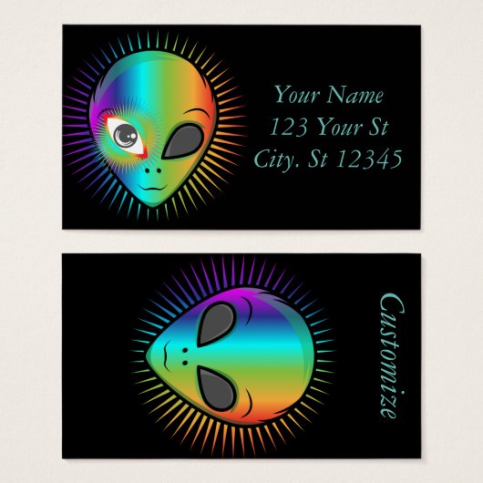 Cute Blinking Alien Head Thunder_Cove Visitekaartje (Voorkant /achterkant)