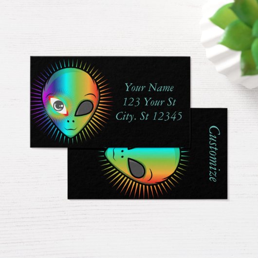 Cute Blinking Alien Head Thunder_Cove Visitekaartje (Bureau)