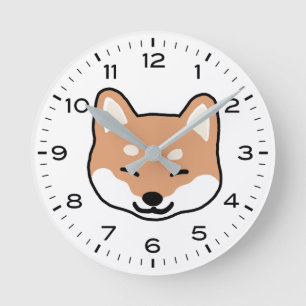 Cute Blinking Shiba Inu Cartoon Dog Ronde Klok