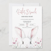 Cute Bloem Konijn Pasen Brunch en Eiersoeken Kaart (Voorkant)