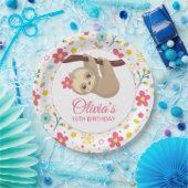 Cute Bloem Luiaard Verjaardagsfeest Bord (Feest)