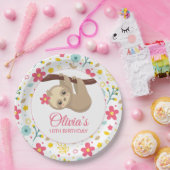 Cute Bloem Luiaard Verjaardagsfeest Bord (Feest)