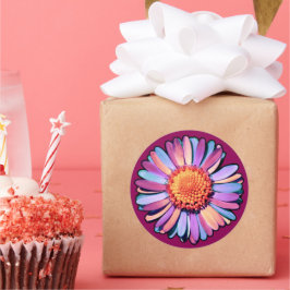 Cute Bloem Paars Roze Blauw Boho Madelief Biseksue Ronde Sticker