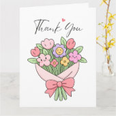 Cute Bloemen Bedankkaart Kaart (Gele Bloem)