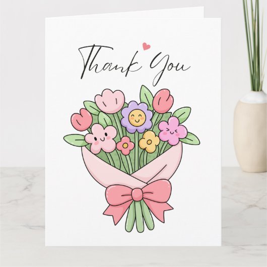 Cute Bloemen Bedankkaart Kaart (Voorkant)