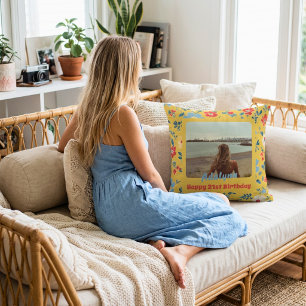 Cute Bloemen Foto Cadeaus voor 21 Jaar Oude Vrouw Kussen