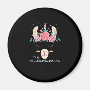Cute Bloemen Lamacorn Llama Eenhoring Kawaii Bloem Magneet