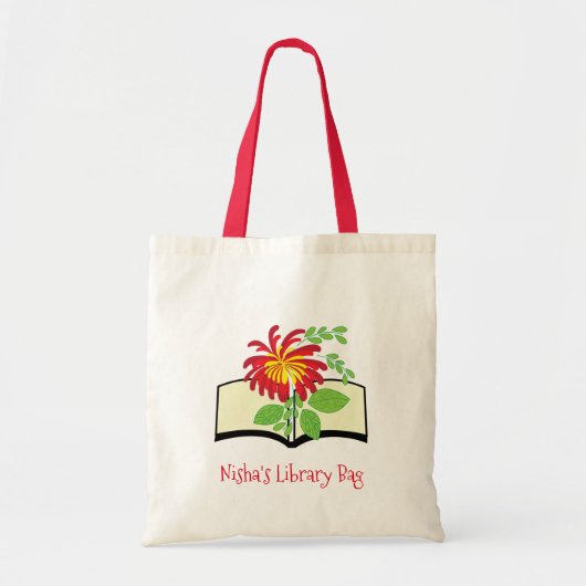 Cute bloemenboek bibliotheektas voor kinderen tote bag (Voorkant)