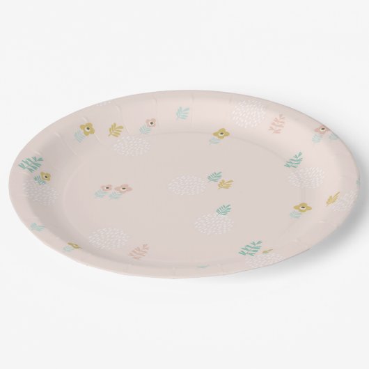 Cute Bloementuin Cartoon 1e Verjaardagsfeestje Papieren Bordje (Gekanteld)