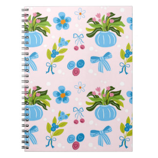 Cute Bloemenvase Naadloos Patroon Notitieboek