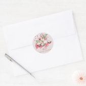 cute bloemige cupcake bruiloftsfeest roze monogram ronde sticker (Envelop)