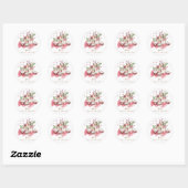 cute bloemige cupcake bruiloftsfeest roze monogram ronde sticker (Vel)