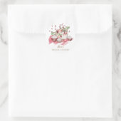 cute bloemige cupcake bruiloftsfeest roze monogram ronde sticker (Tas)