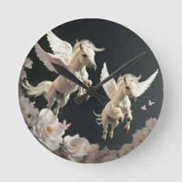 Cute bloemige eenhoorns vliegende kleine pony Rond Ronde Klok