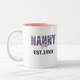 Cute bloemige Nanny-mok Gepersonaliseerd Oma cadea Tweekleurige Koffiemok