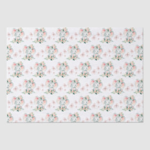 Cute Bloemige Olifant Frame Baby Shower Tissuepapier