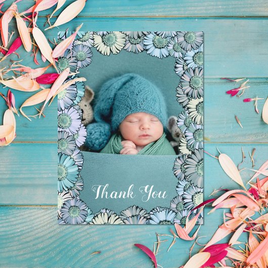 Cute bloemige pastel teal boho madeliefjes aangepa briefkaart