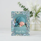 Cute bloemige pastel teal boho madeliefjes aangepa briefkaart (Staand voorkant)