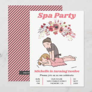 Cute Bloemige Spa Meisjes Verjaardagsfeestje Kaart