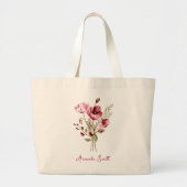 Cute Bloemige Wilde Bloemen Naam Script Boodschapp Grote Tote Bag (Voorkant)