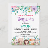 Cute bloemrijke dierentuin jungle Dieren Verjaarda Kaart (Voorkant)