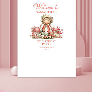 Cute Bloemrijke Fee 8e Verjaardagsbanner Wandkleed