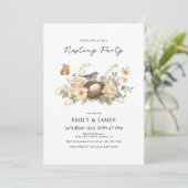 Cute Bloemrijke Nesteldecoratie Baby Shower Kaart (Staand voorkant)