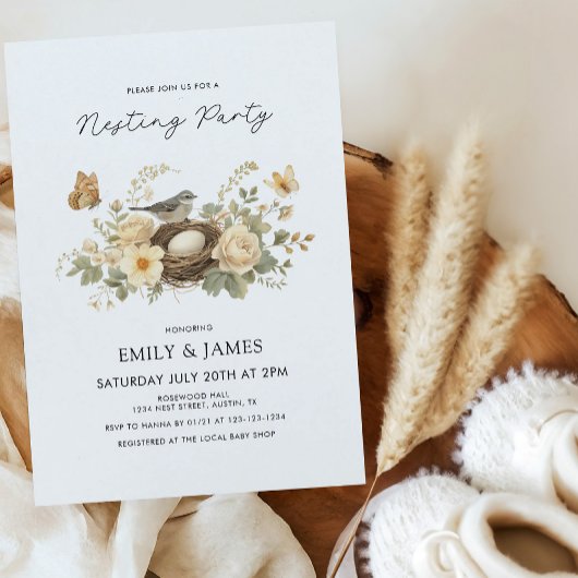 Cute Bloemrijke Nesteldecoratie Baby Shower Kaart