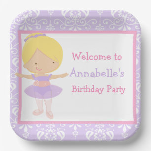 Cute Blonde Ballerina Birthday Party Papieren Bordje