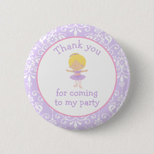 Cute Blonde Ballerina Birthday Party Ronde Button 5,7 Cm
