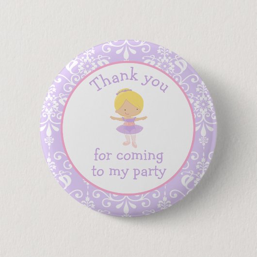 Cute Blonde Ballerina Birthday Party Ronde Button 5,7 Cm (Voorkant)