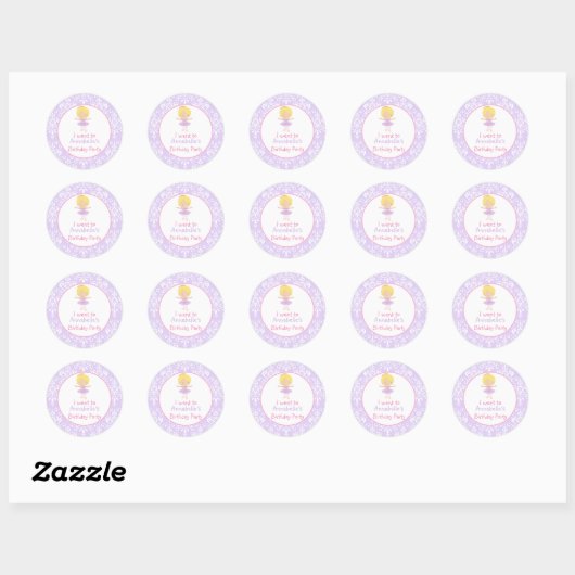 Cute Blonde Ballerina Birthday Party Ronde Sticker (Vel)