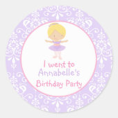 Cute Blonde Ballerina Birthday Party Ronde Sticker (Voorkant)