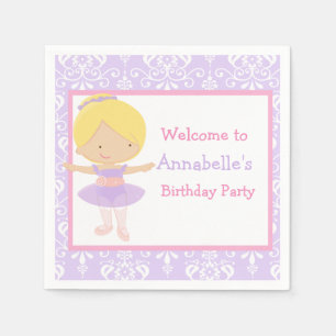 Cute Blonde Ballerina Birthday Party Servet