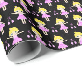 Cute blonde Ballerina Wrapping Paper Cadeaupapier (Rol Hoek)