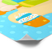 Cute Blonde Boy Baking Birthday Poster (Hoek)