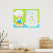 Cute Blonde Boy Baking Birthday Poster (Keuken)