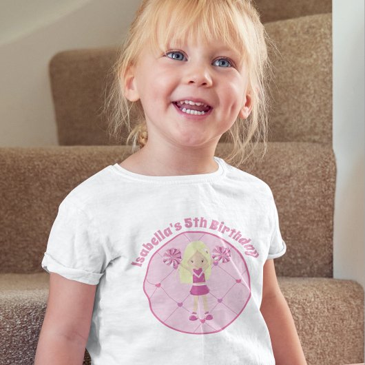 Cute Blonde Cheerleader Girl Birthday Party Custom Kinder Shirts