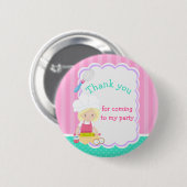 Cute Blonde Girl Baking Birthday Party Ronde Button 5,7 Cm (Voorkant /achterkant)